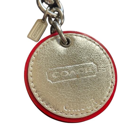 COACH REMADE Red Cancer Zodiac Round Handcrafted Bag Charm Key Chain CU973 RARE - Picture 3 of 6